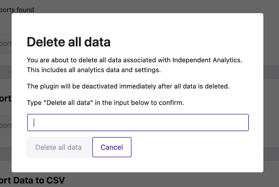 Delete data prompt