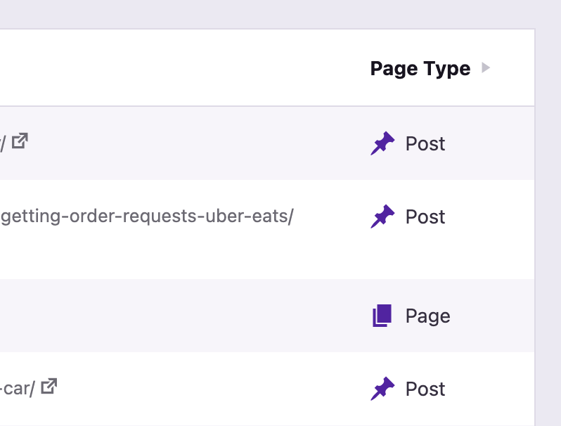 Page type column