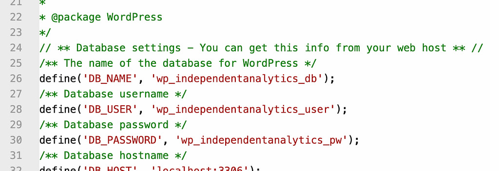 Db credentials