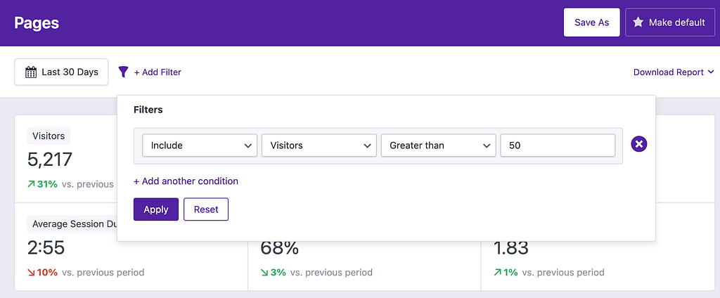 Filter by minimum visitors