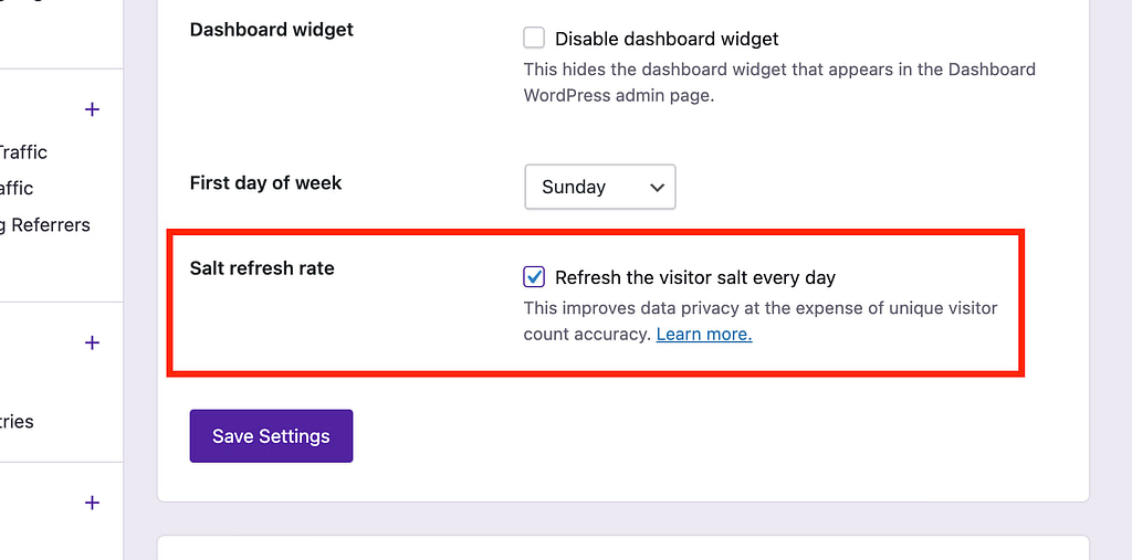 Daily salt refresh setting