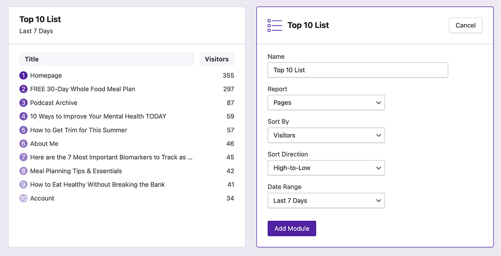 Top Ten module