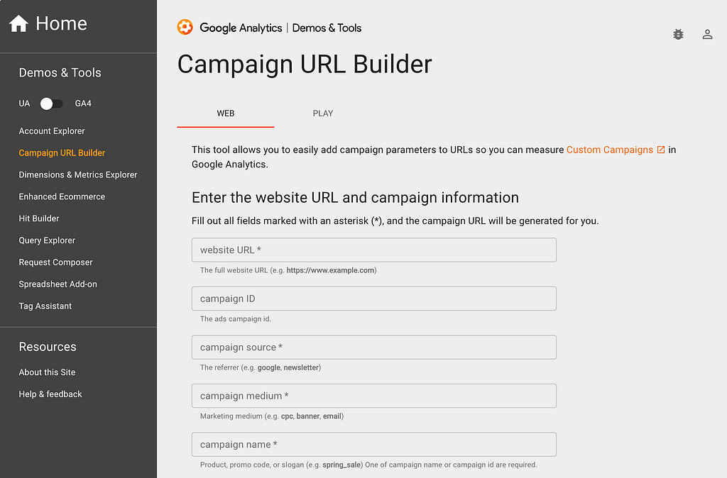 Google's campaign URL builder