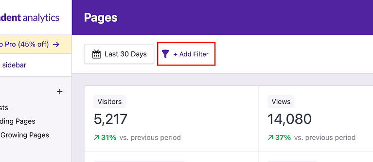 Filter rows button