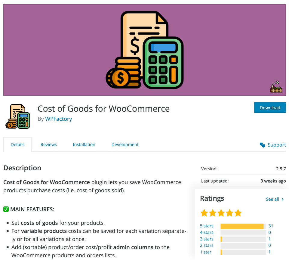 Cost of goods woocommerce