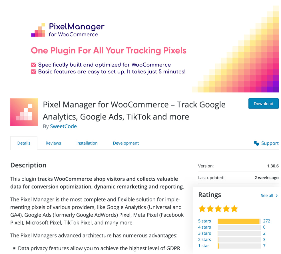 Pixel Manager for WooCommerce plugin