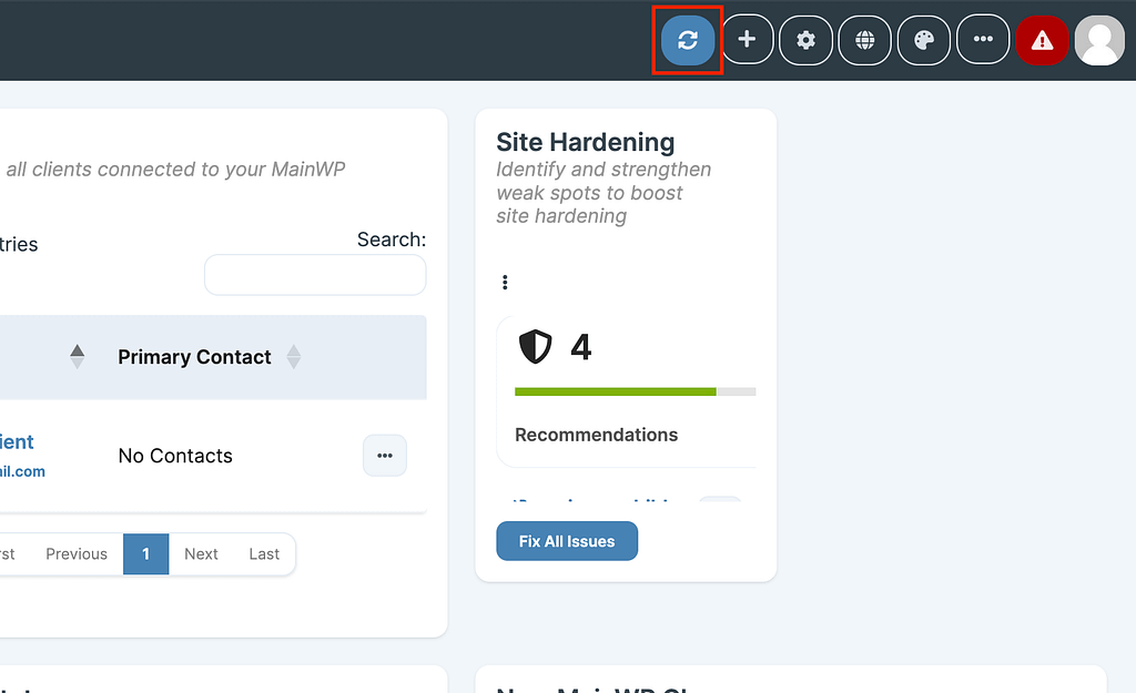 Sync sites button