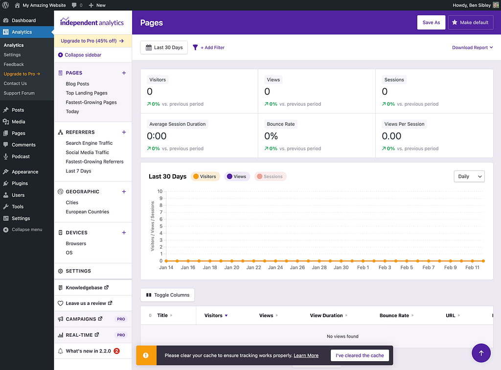 New analytics dashboard