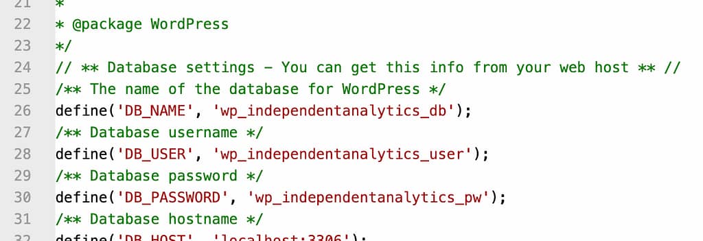 Db credentials