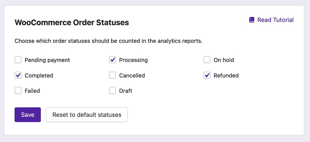 WooCommerce order statuses