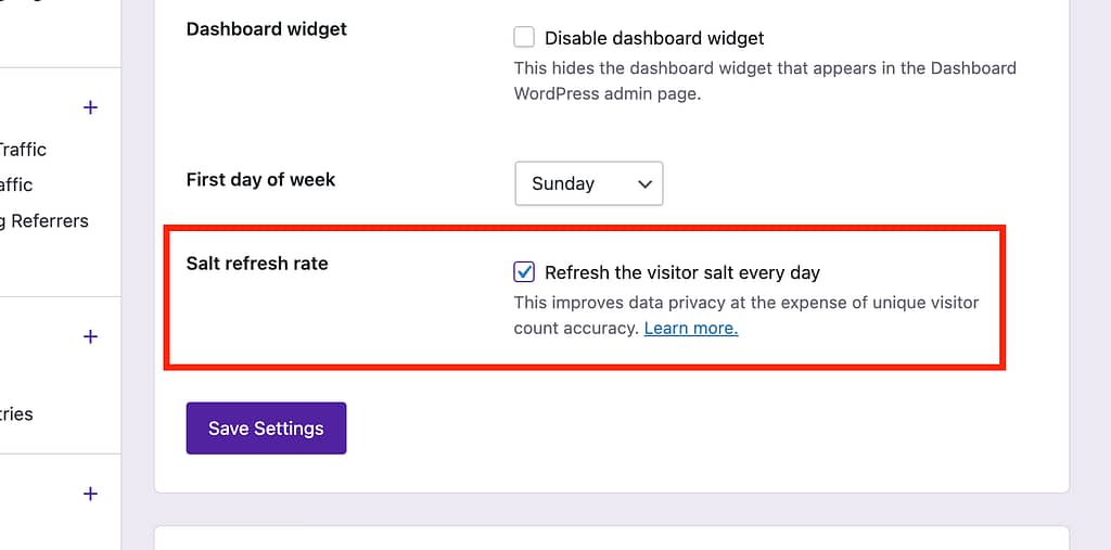 Daily salt refresh setting