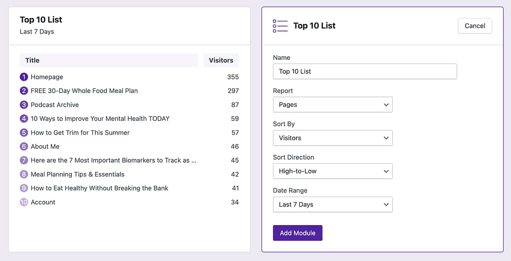 Top Ten module
