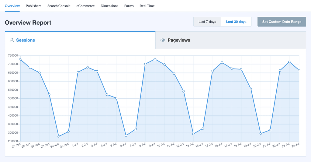 Monsterinsights dashboard