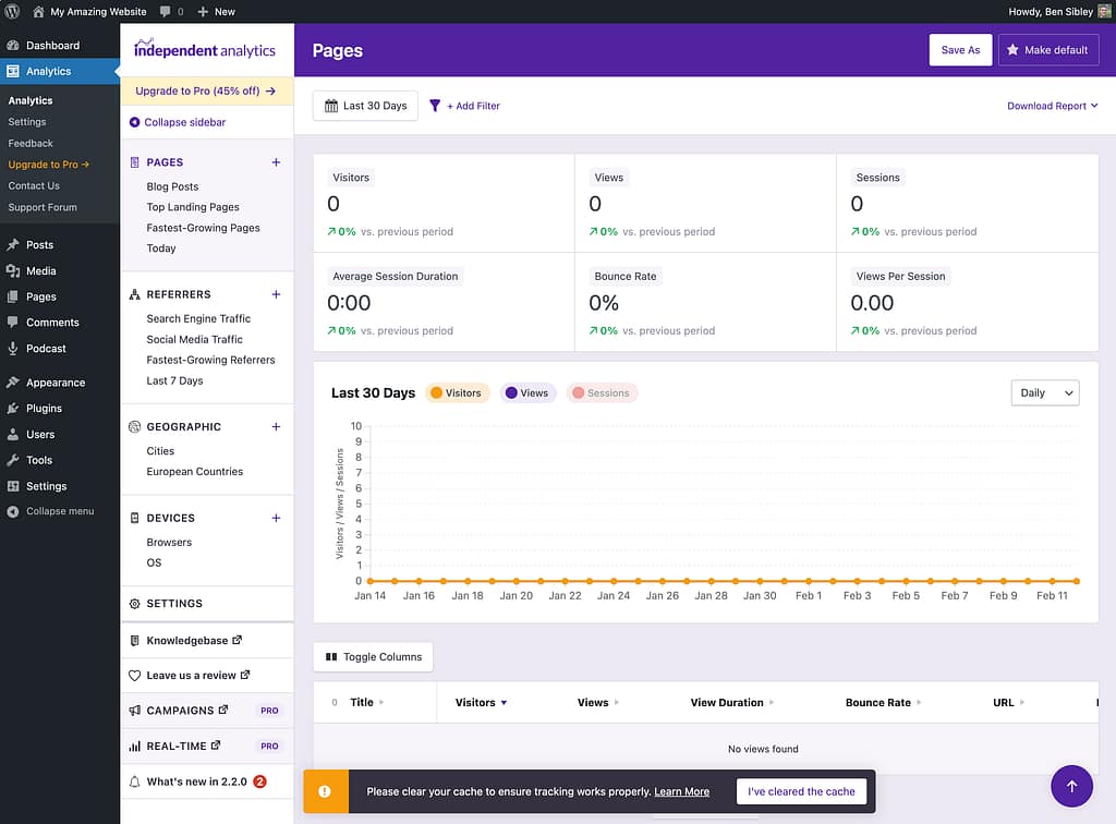 New analytics dashboard