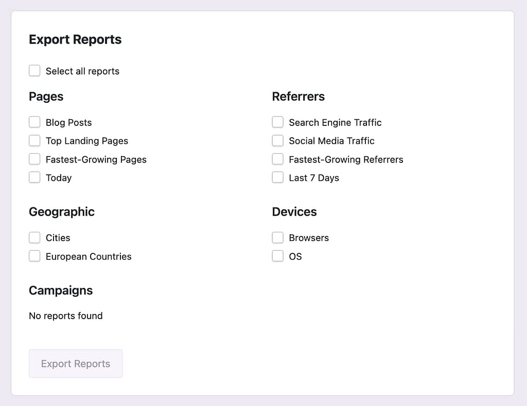 Export reports