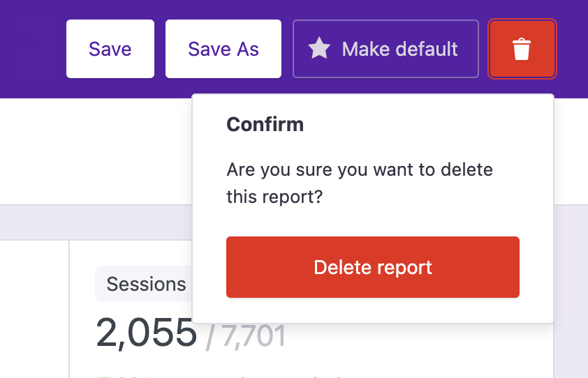 Delete report modal