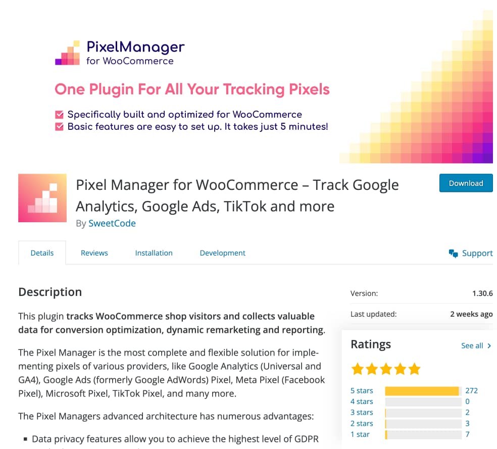 Pixel Manager for WooCommerce plugin