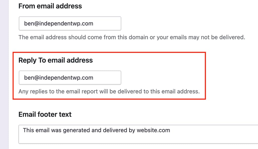 Reply-To email address