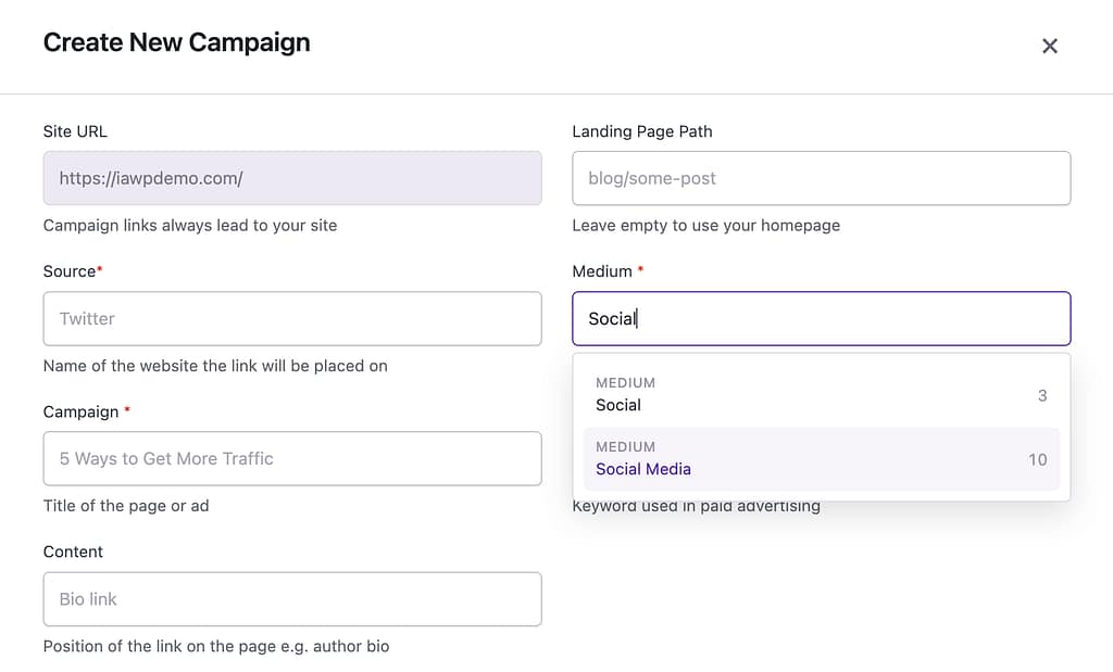 Campaign builder auto suggest