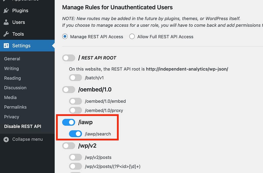 Enable rest route