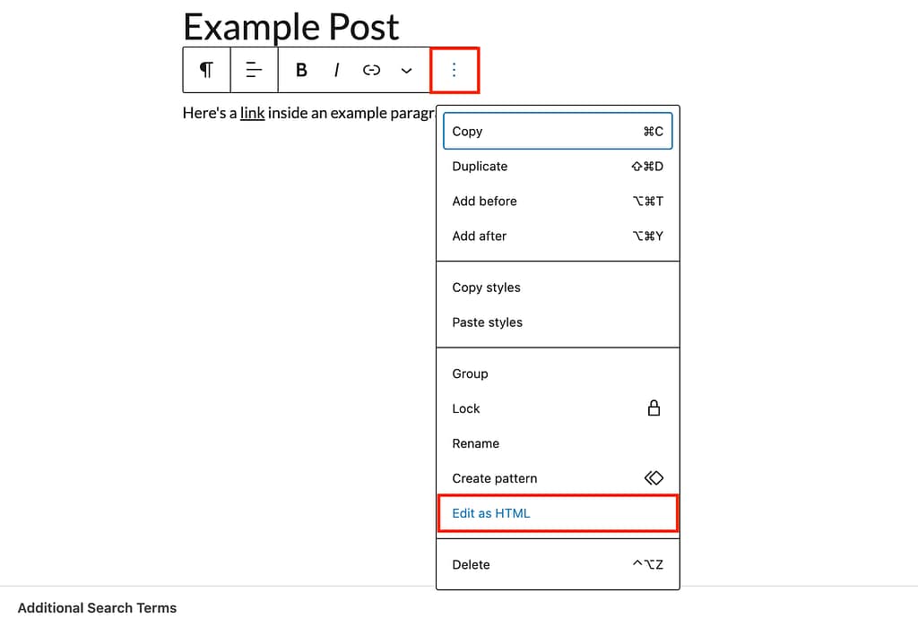 Editing block html
