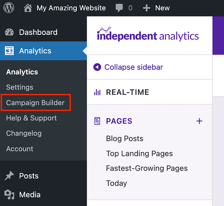 Campaign URL builder menu item