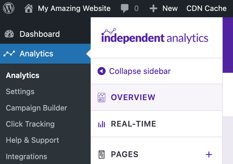 Analytics menu item