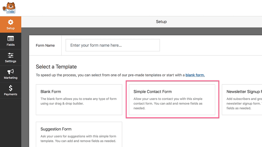 Templat formulir WPForms