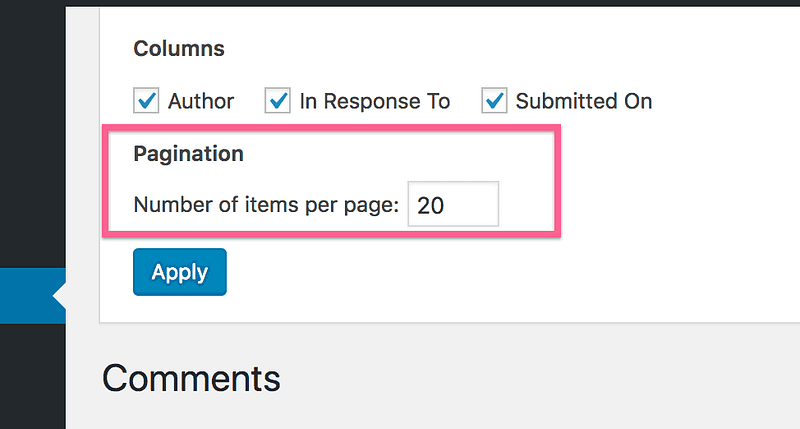 Paging-Einstellungen kommentieren