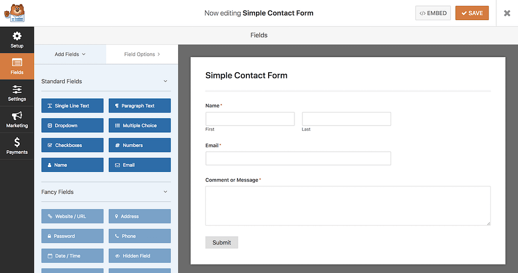 WPForms Formulir Kontak Sederhana