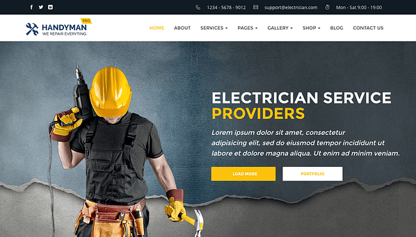 Handyman theme for electricians