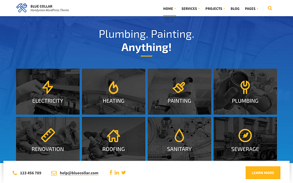 Blue Collar  Electrician WordPress theme