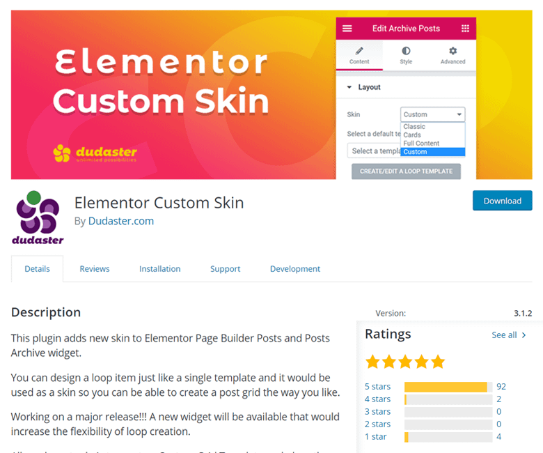 Elementor Custom Skin