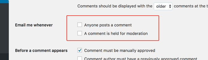 Two settings for receiving comment notifications