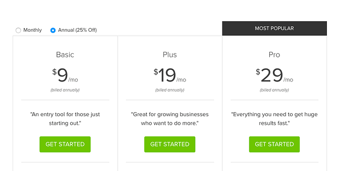 OptinMonster annual pricing