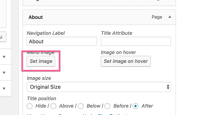 The button for setting an image