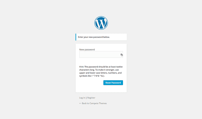 screenshot of the wordpress password registration page