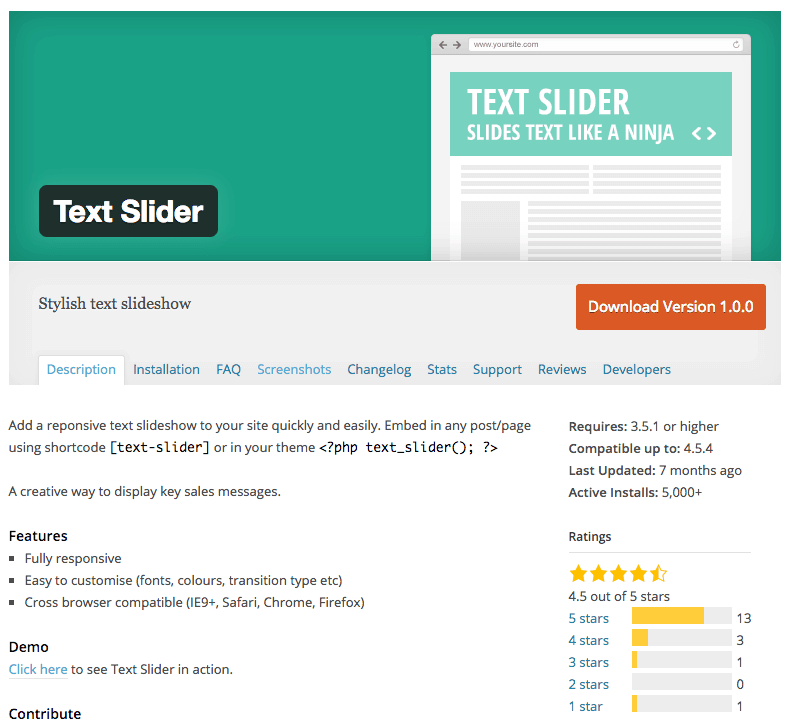 Text Slider plugin