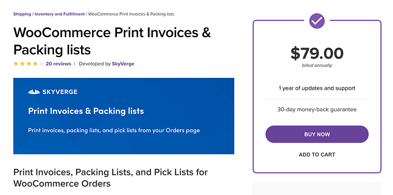 WooCommerce Print Invoices Packing Lists