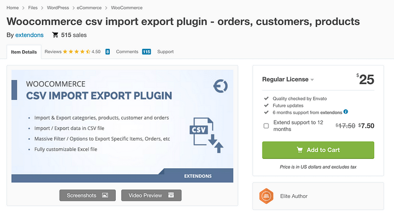 WooCommerce CSV Import Export plugin