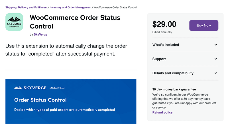 WooCommerce Order Status Control plugin