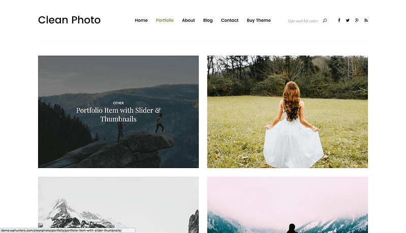 Clean Photo portfolio theme