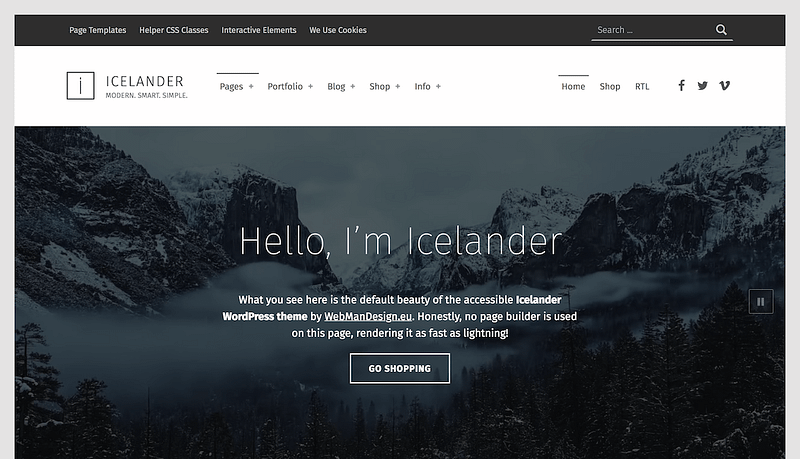 Icelander accessible business theme