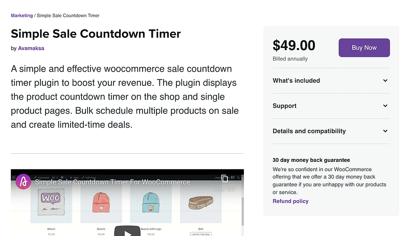 Simple Sale Countdown Timer plugin