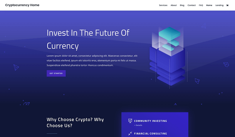 Divi Cryptocurrency layout