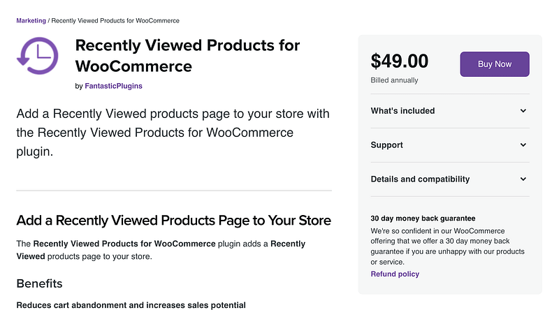 Recently Viewed Products for WooCommerce plugin