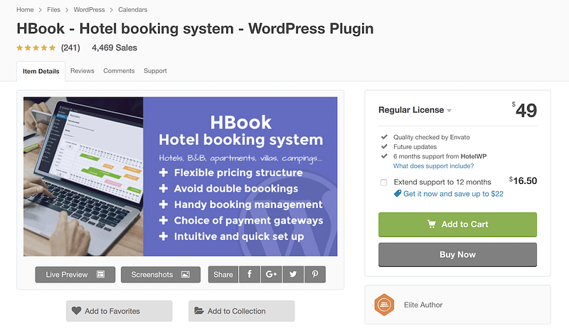 Hbook booking plugin
