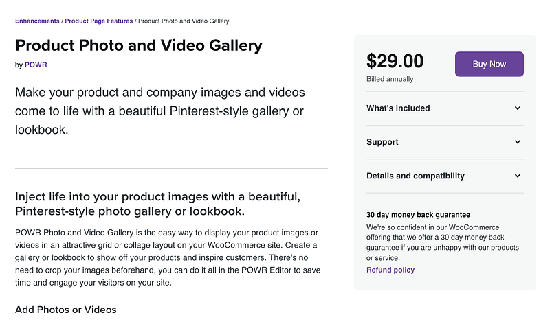 Product Photo & Video Gallery plugin