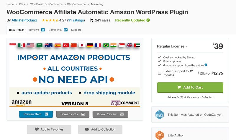 WooCommerce Affiliate Automatic Amazon plugin