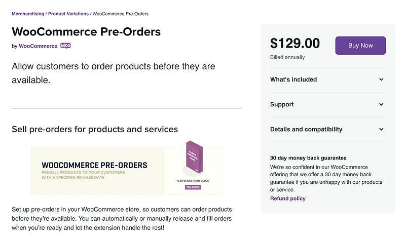 WooCommerce Pre-Orders plugin